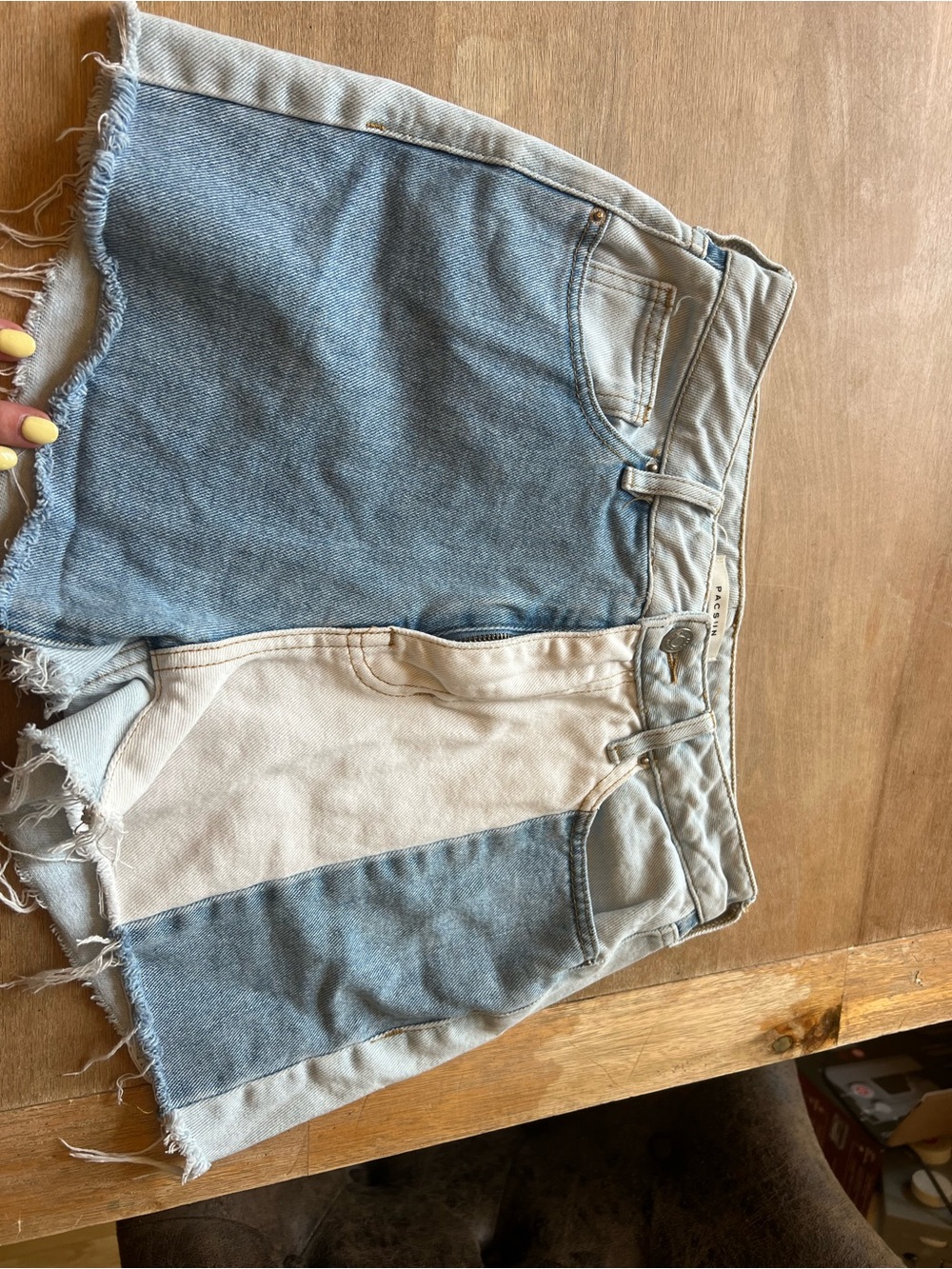 PacSun Two-Tone Blue and Cream Denim Shorts